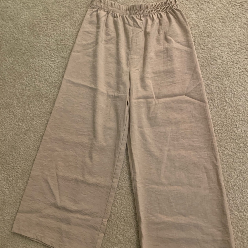 Beige wide leg pants